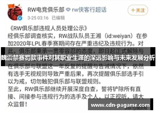 魏震禁赛罚款事件对其职业生涯的深远影响与未来发展分析